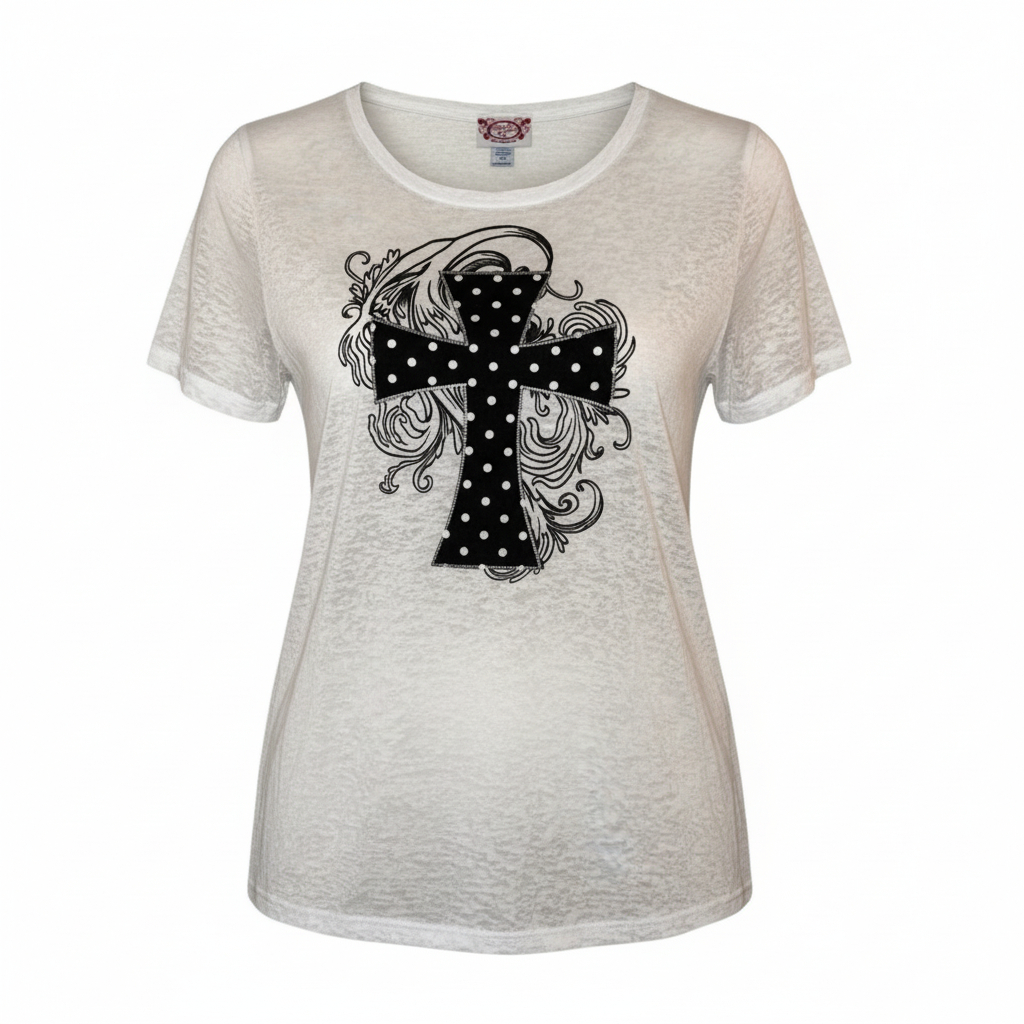 Women’s Graphic Cross Tee by Attitude Apparel Lightweight Faith Inspired Short Sleeve Top