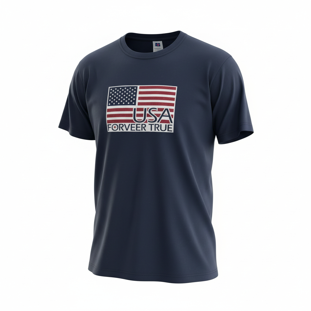 Men’s USA Forever True American Flag Graphic Tee Patriotic Casual T Shirt