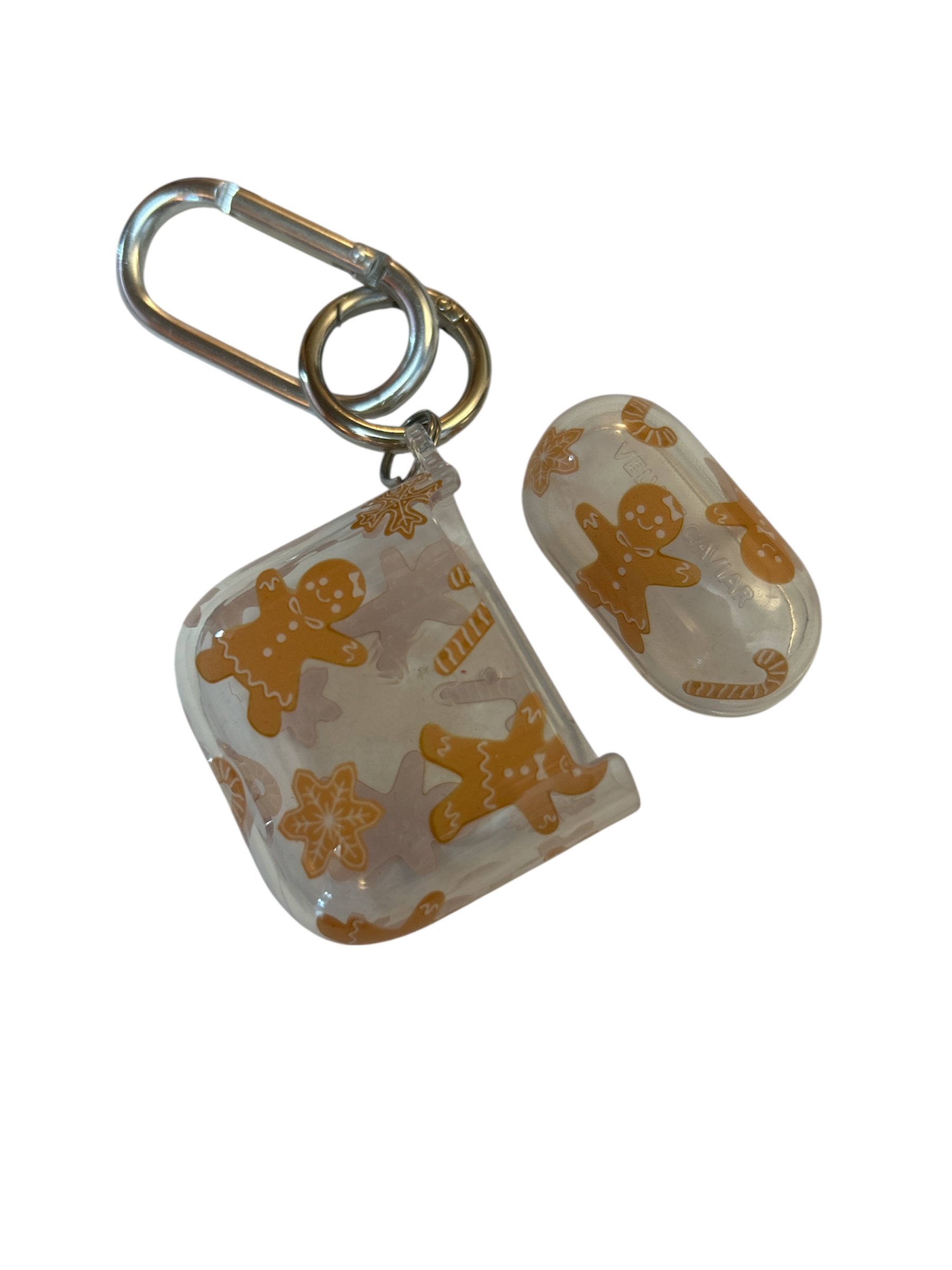 Cute Gingerbread themed Keychain Earbuds Carrying Case