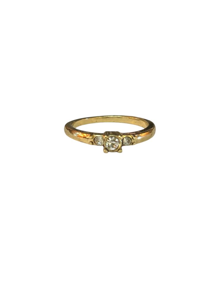 Costume Fashion Ring - Gold Tone with Rhinestones