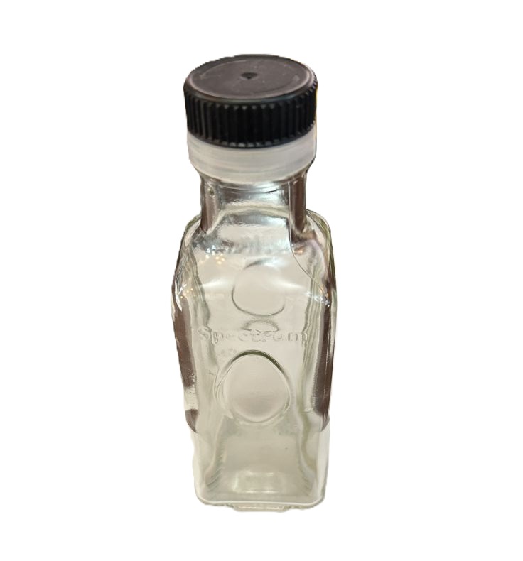 Empty Thick Glass Bottle with Black Cap