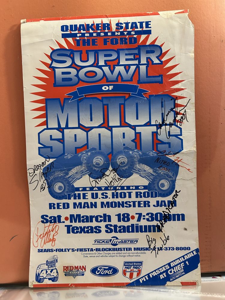 2007 Monster Sports Super Bowl Signed Poster 5 Autographs 14x22 VG