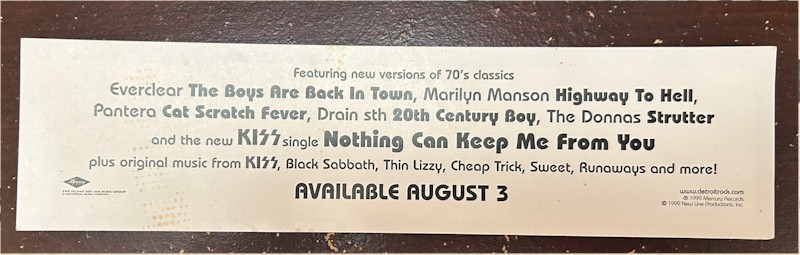 Detroit Rock City Movie Soundtrack Bumper Sticker 1999 Mint