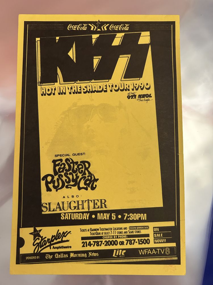 KISS 1990 Hot in the Shade Tour Concert Flyer Mint