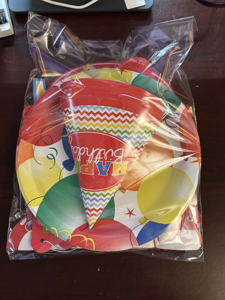 Birthday Party Accessories Set - Hats, Plates, Banner