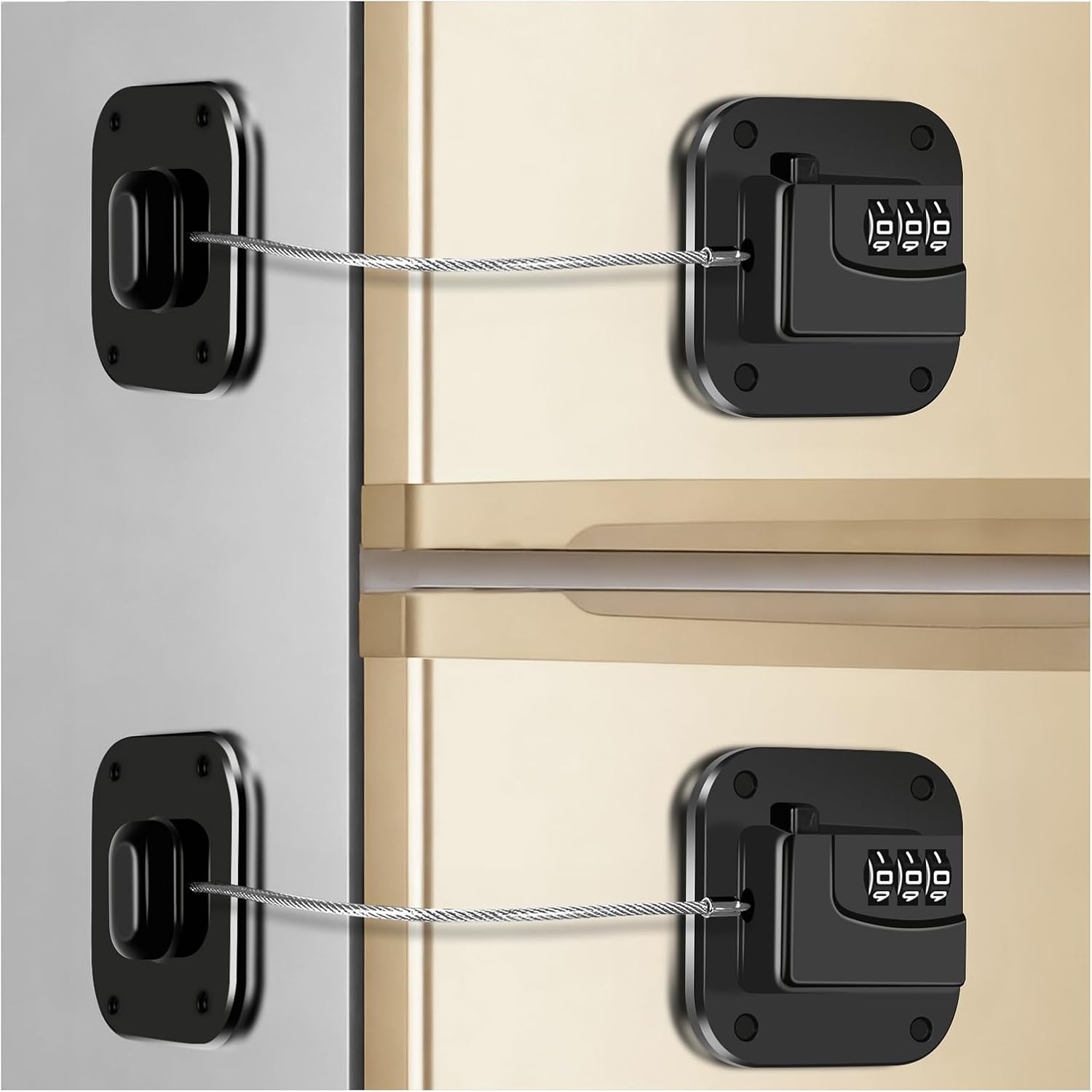 2 Pack Refrigerator Lock with Combination - Black