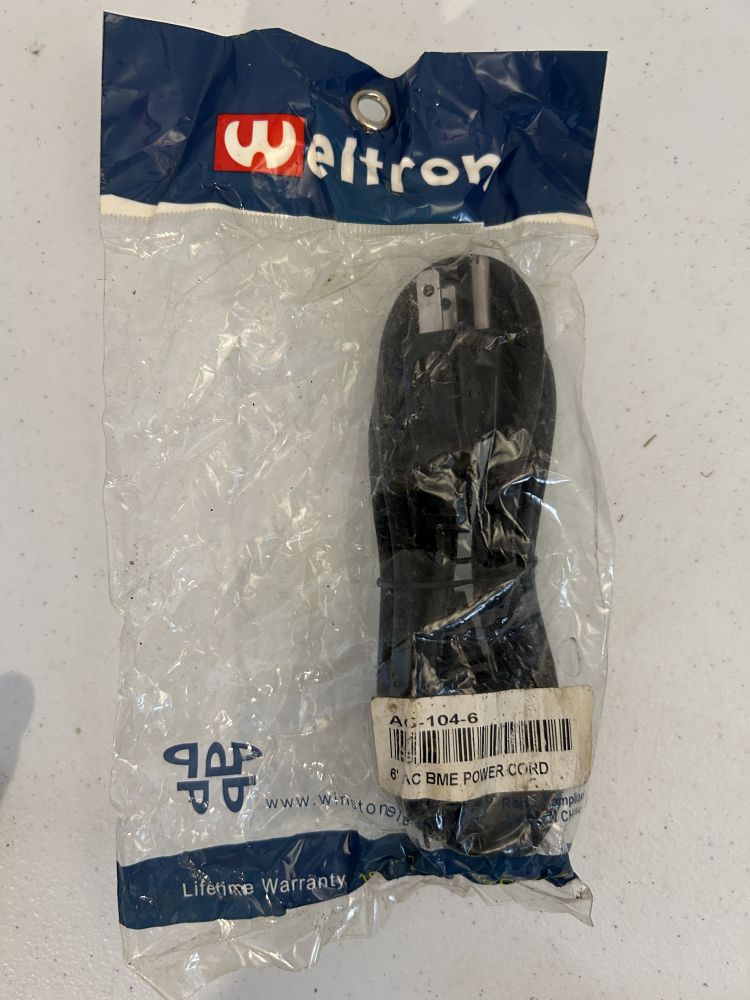 Weltron 6ft AC BME Power Cord