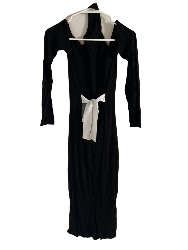 Women's Black Long Sleeve Dress with Tie Detail - XS