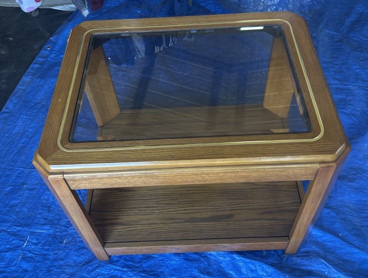 Glass Top Wooden Side Table