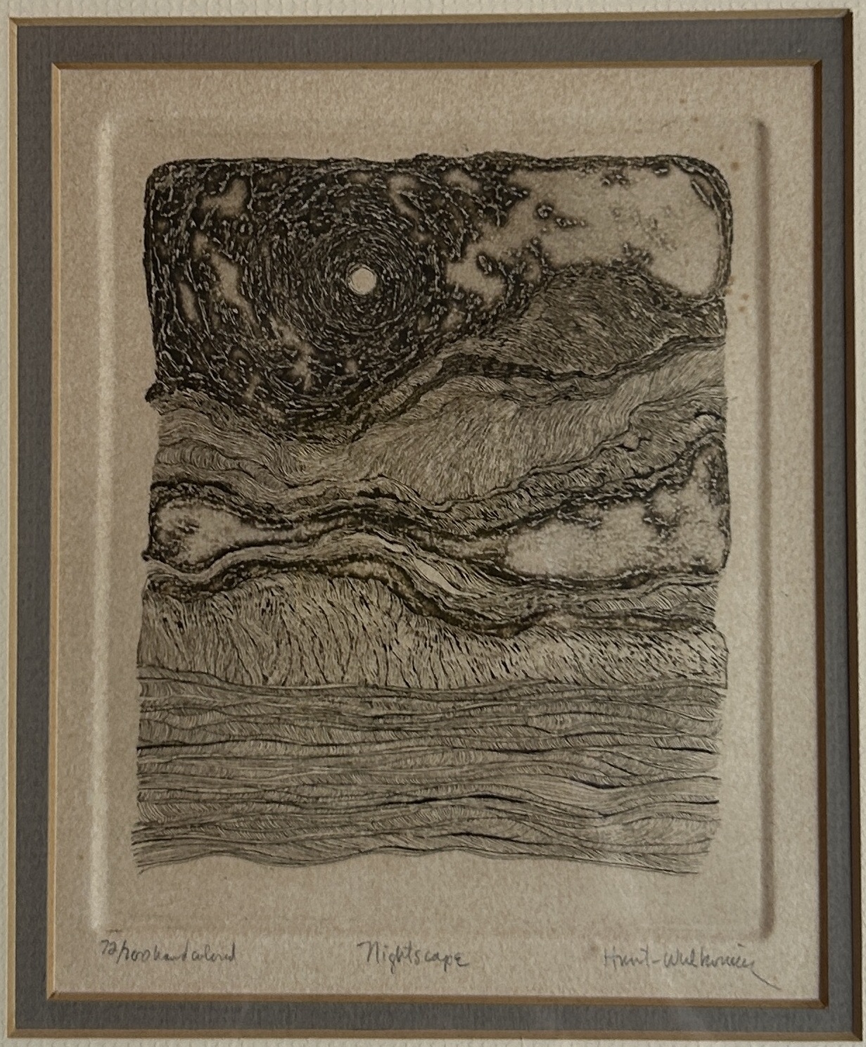 Susan Hunt-Wulkowicz “Nightscape” Hand-Colored Limited Edition Etching 72/200 – Signed & Framed