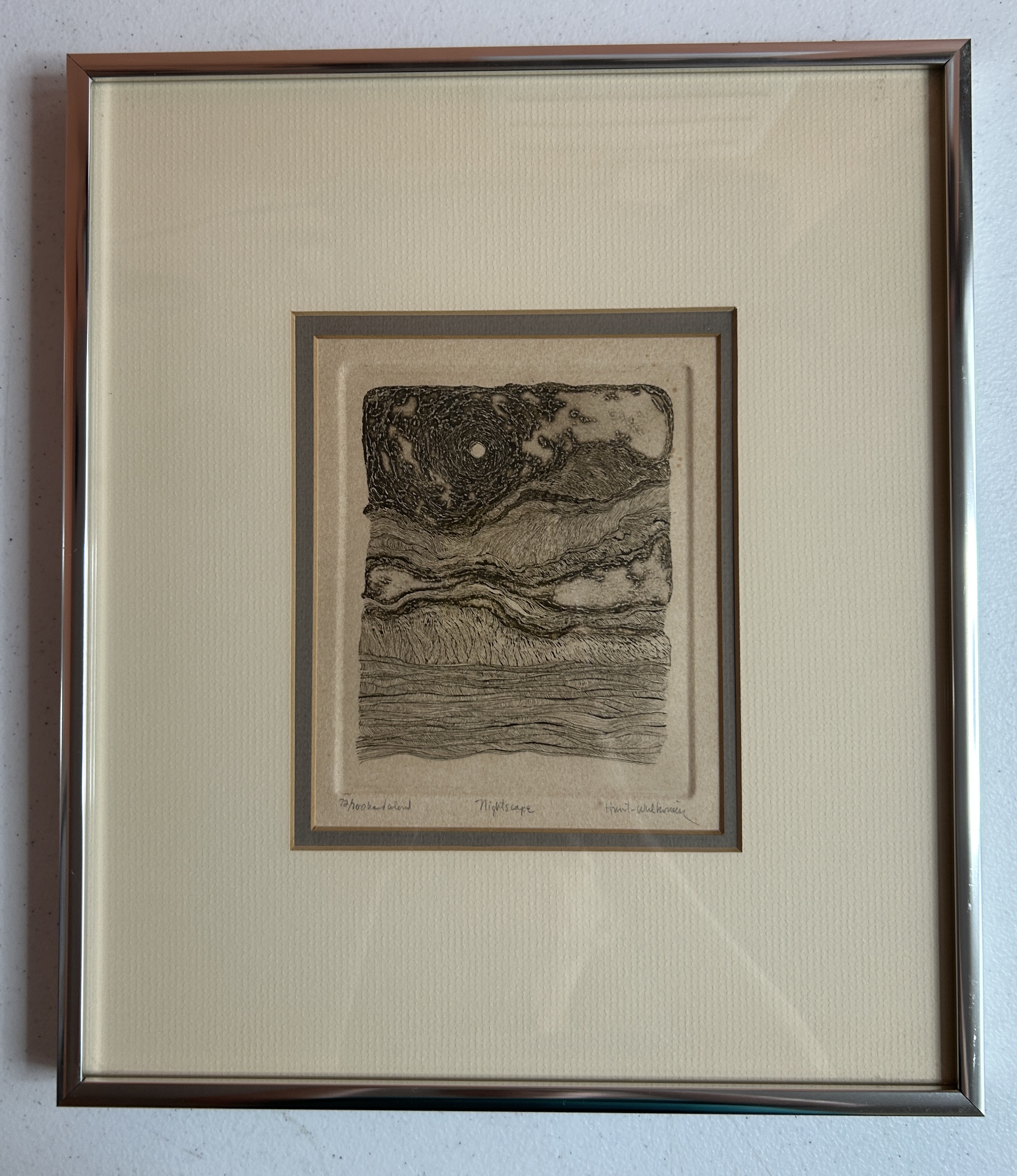 Susan Hunt-Wulkowicz “Nightscape” Hand-Colored Limited Edition Etching 72/200 – Signed & Framed