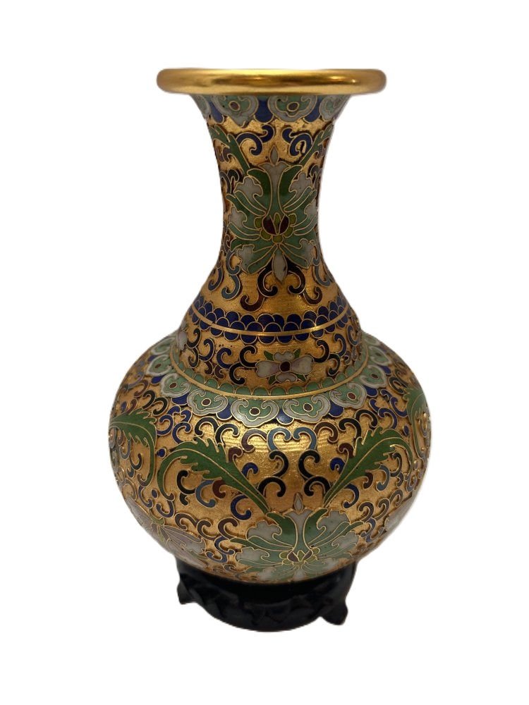 Brass Decorative Vase with Floral Design