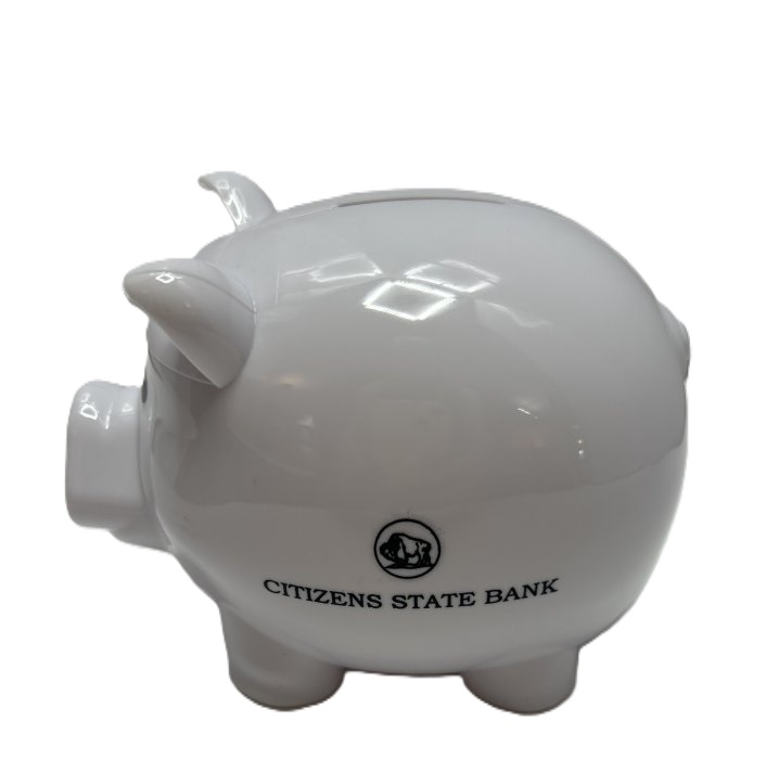 Plastic Piggy Bank - Citizens State Bank Logo