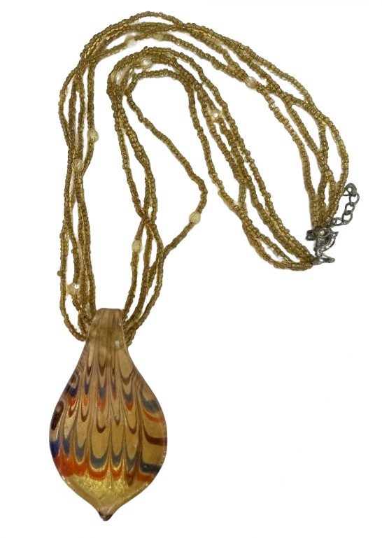 Glass Multicolor Teardrop Pendant Necklace