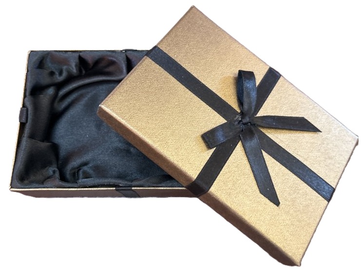 Gold Gift Box with Black Ribbon