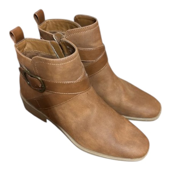 Women’s light brown ankle boots shoes – buckle detail - new